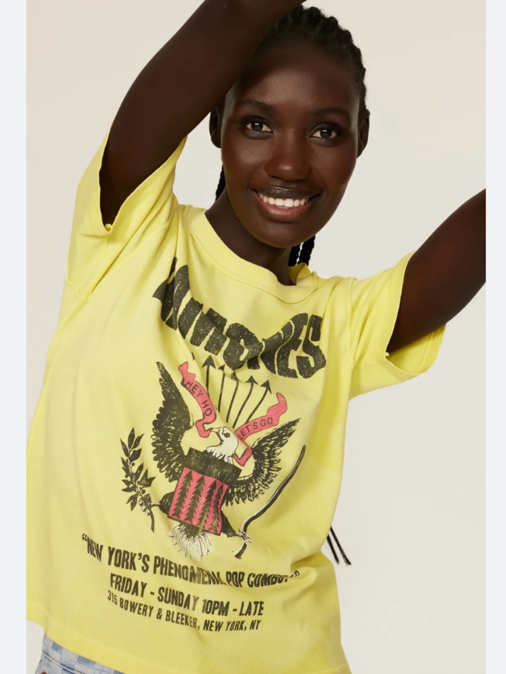 Daydreamer Ramones Band Tee in Sunfaded Citron